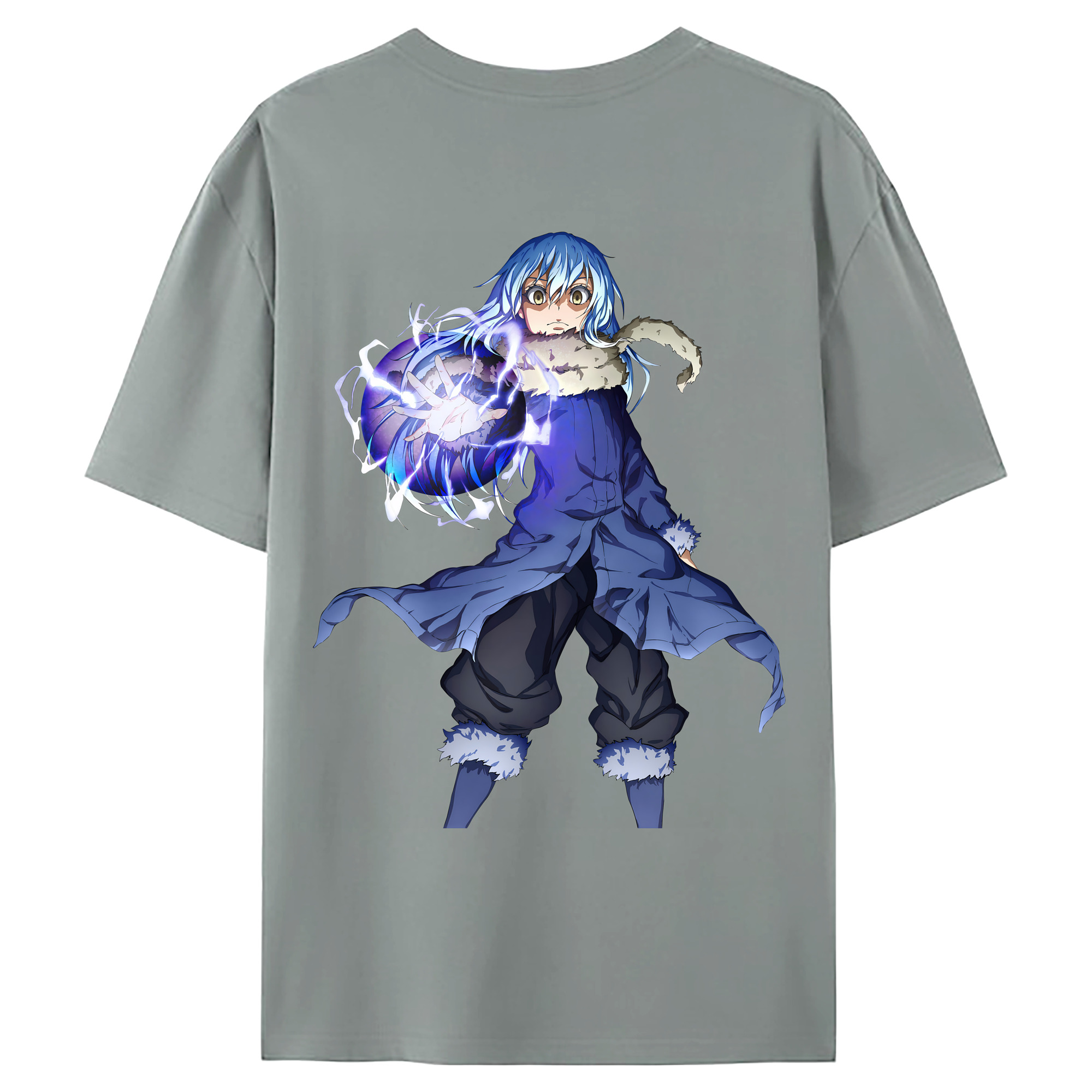 （画像用） 転スラ Regarding Reincarnated to Slime 綿100％ メンズ半袖Tシャツ（バックプリント） 通気性